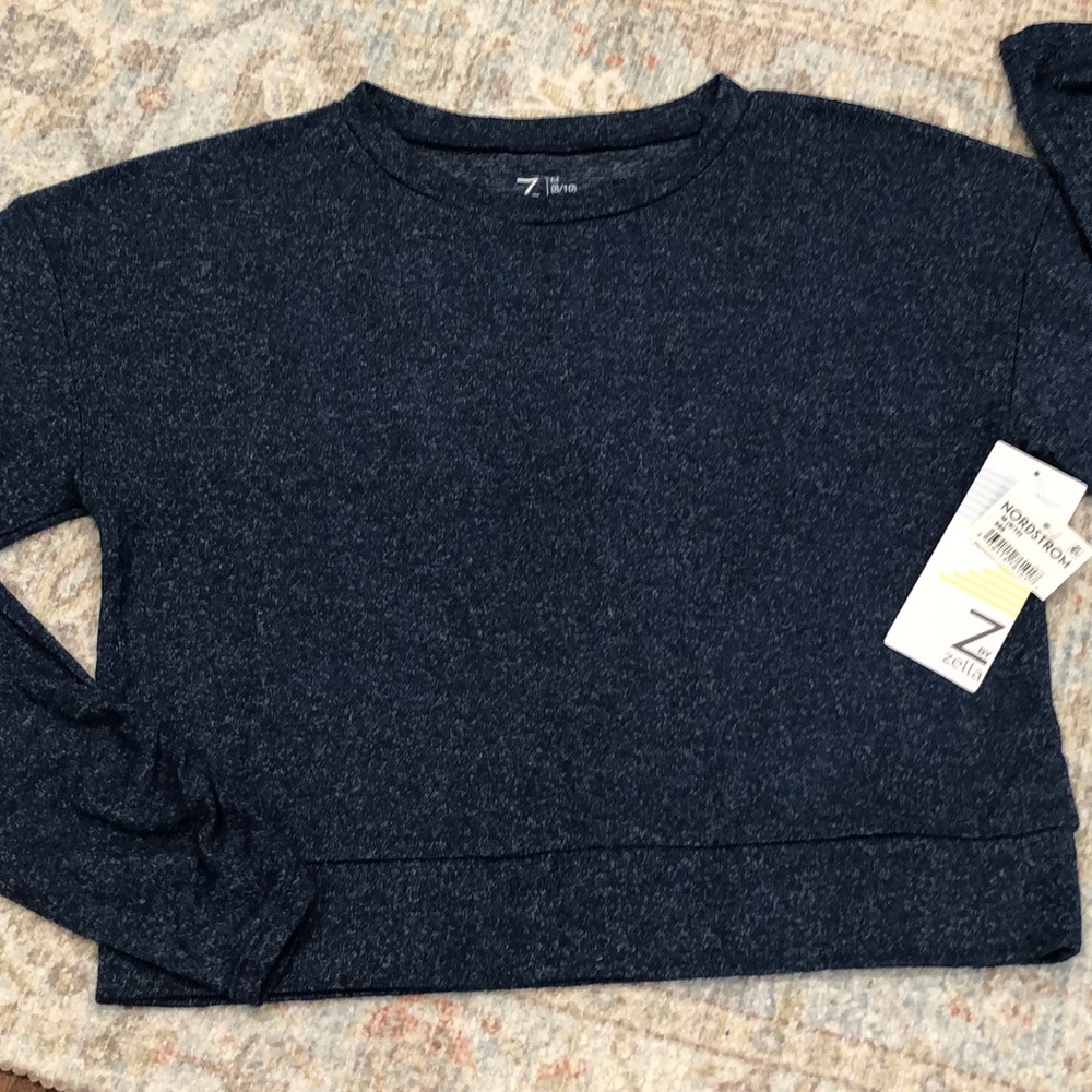 Zella Girls Navy Heather Long Sleeve Tee